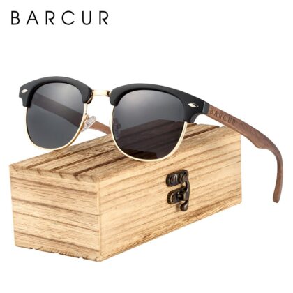 BARCUR Classic Black Walnut Wood Sunglasses