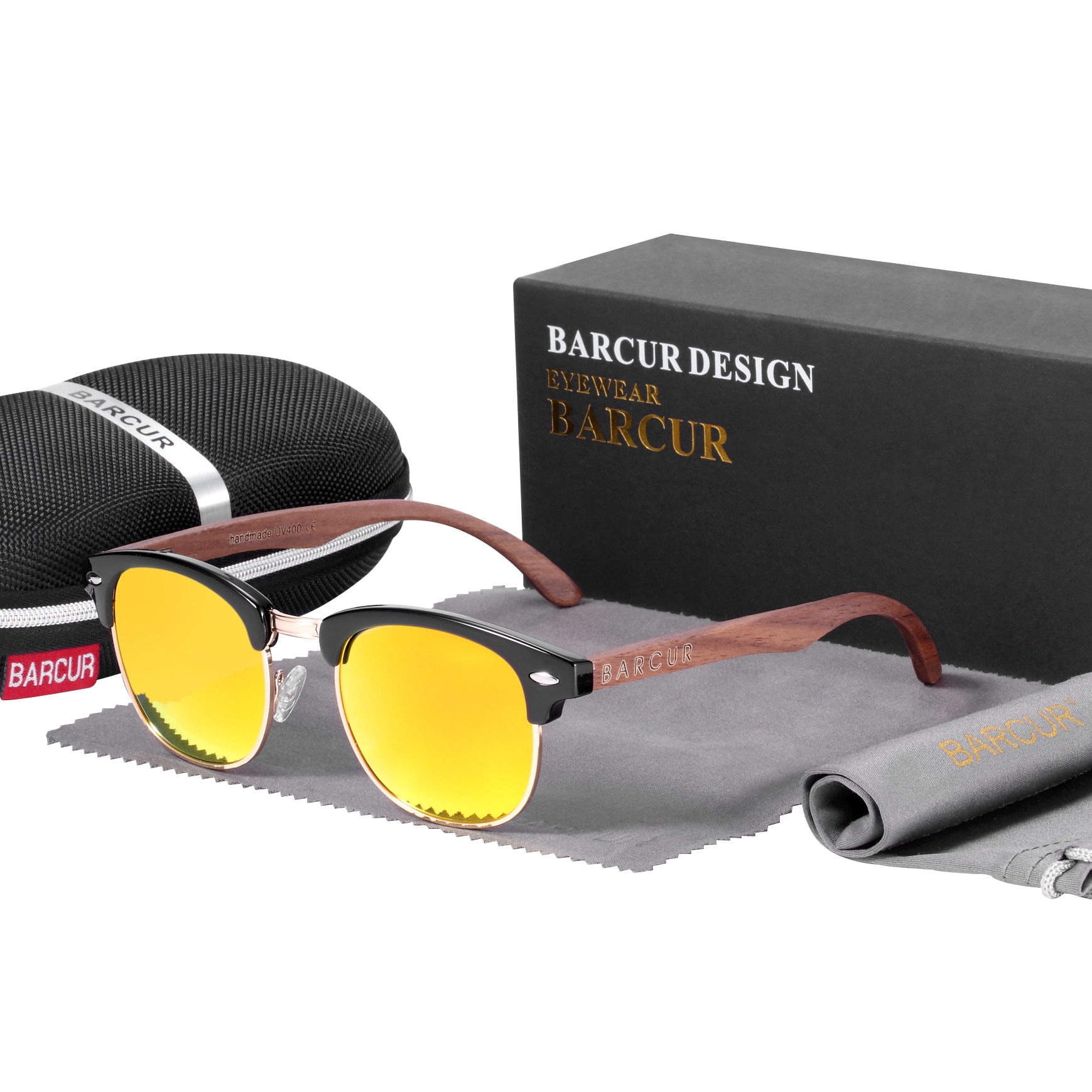 BARCUR Classic Black Walnut Wood Sunglasses